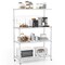 Silver 4-Tier Microwave Stand Rack with 3 Height Adjustable Shelves and 4 Smooth Wheels